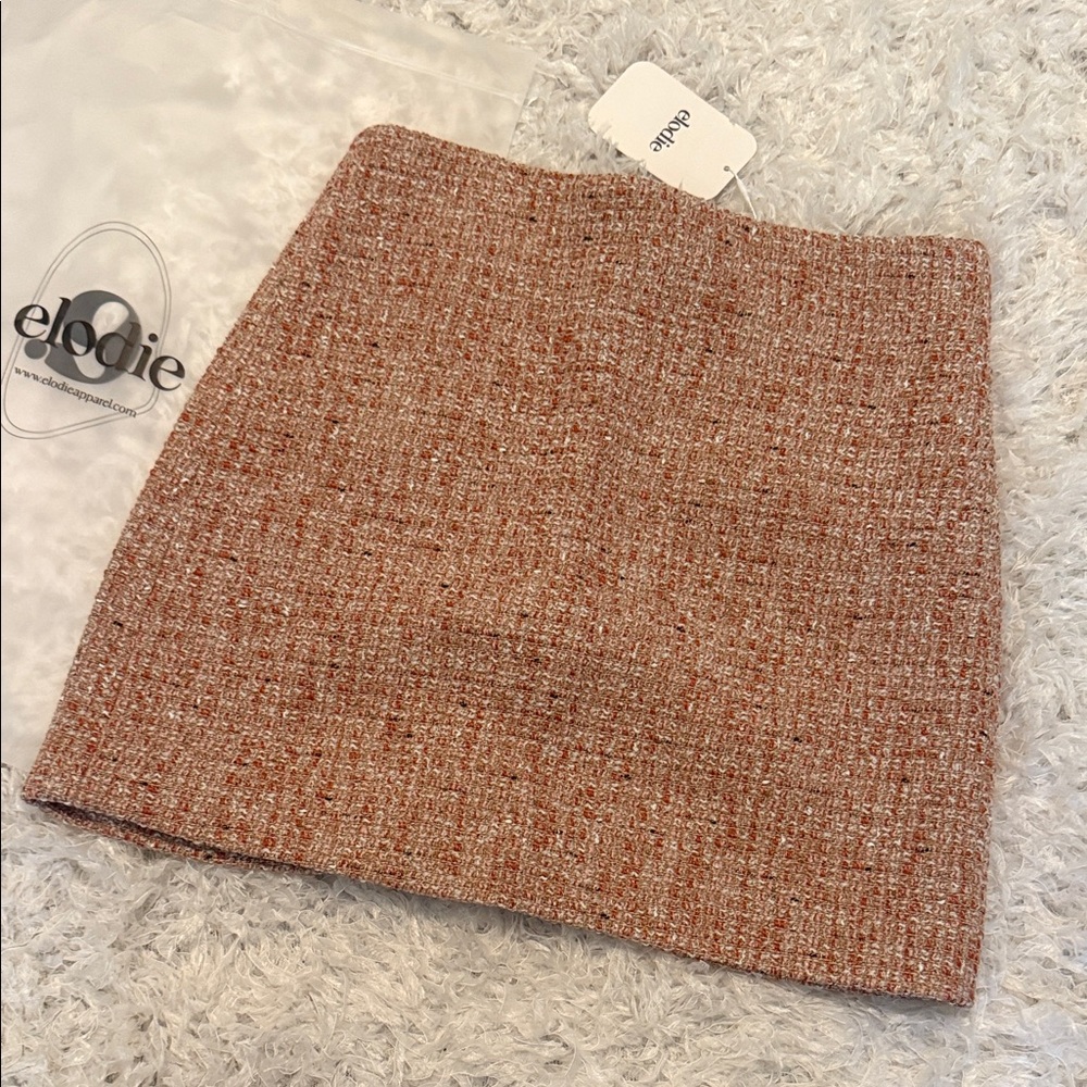 Elodie Mini Skirt - Warm tan rust color Tweed size small nwt